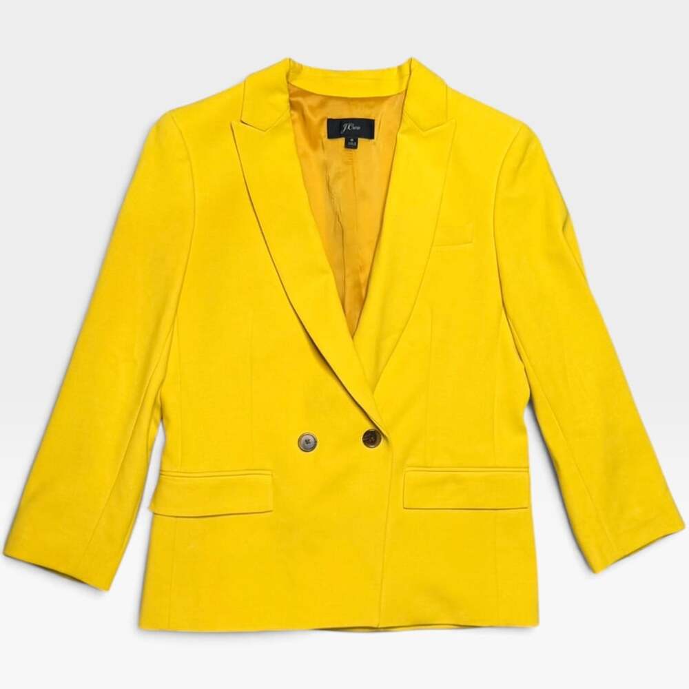 J.Crew Dover Double Breasted Blazer Jacket Yellow Rich Gold J7761 Women's Size 4